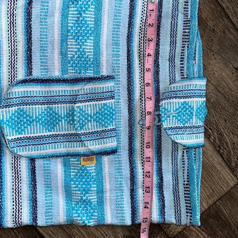 Blue woven striped cotton shoulder bag Indian Style backpack - Picture 6 of 10